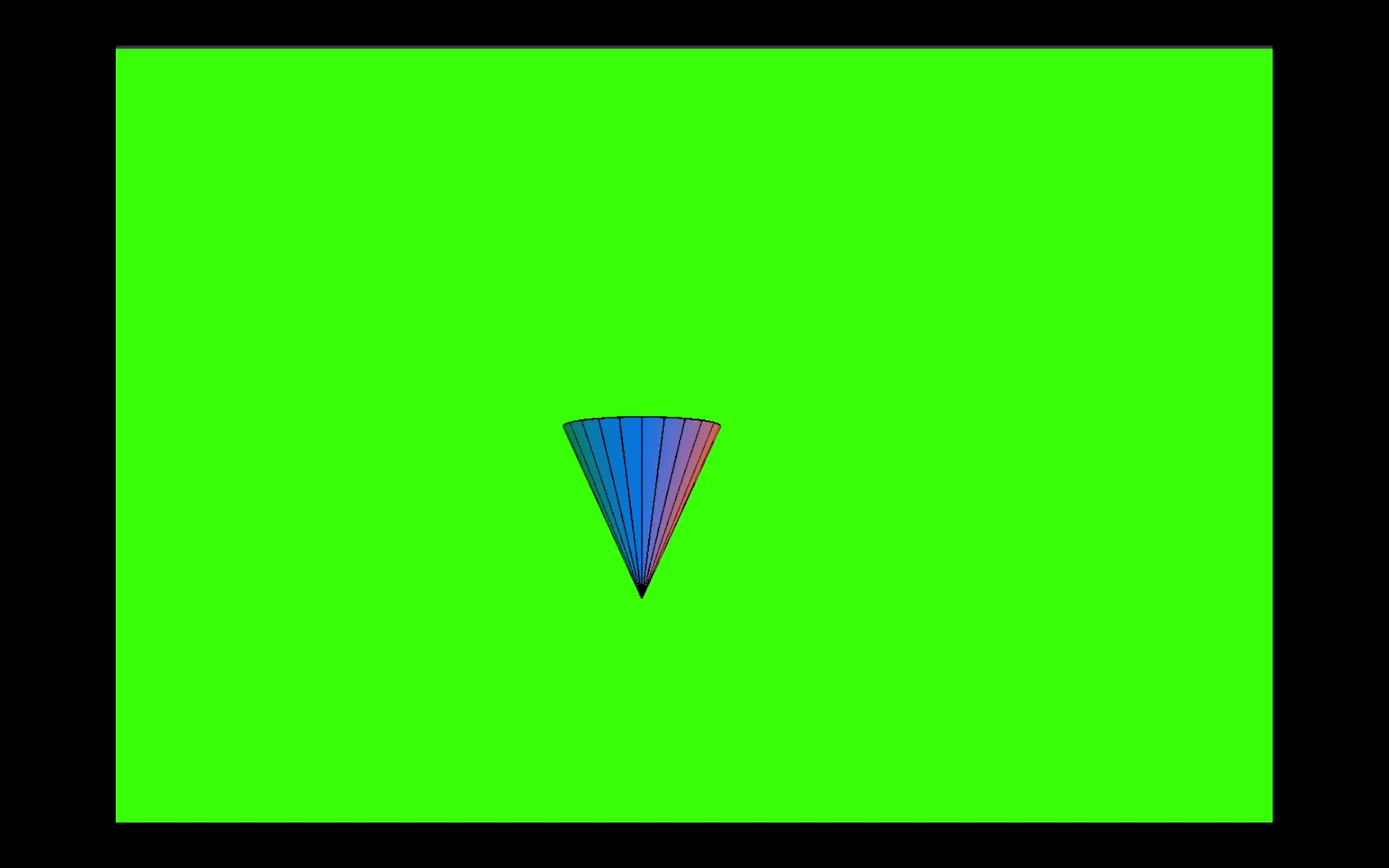 A teardrop-like shape, colored with a vivid rainbow gradient, floats gently on a solid blue background. Its calm animation gives the sense of weightlessness.